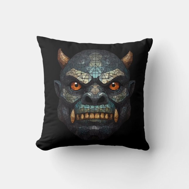 Goblin and Orc Portrait  Throw Pillow (Front)