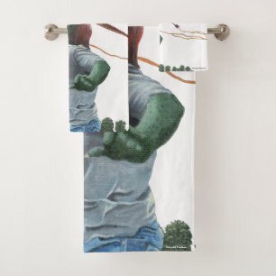 Goblin Child Flying Dragon Kite Fantasy Bath Towel