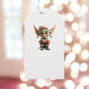 Goblin Christmas Elf White Gift Tags
