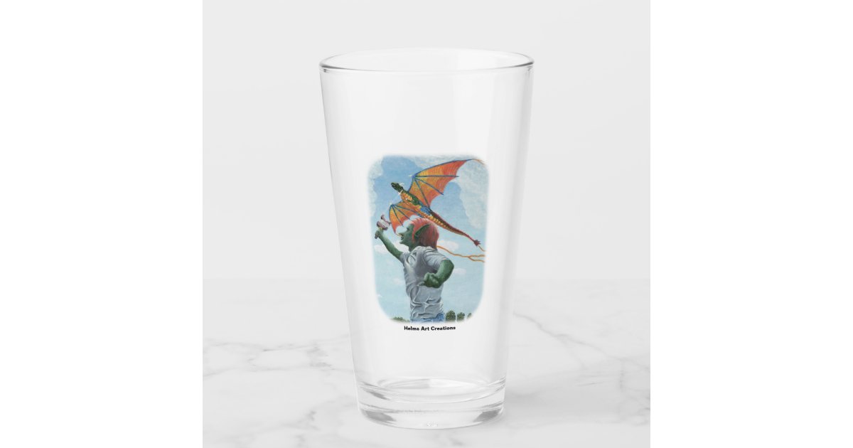 Goblin Flying Rainbow Dragon Fantasy Art Glass Cup Zazzle Com