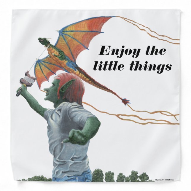 Goblin Flying Rainbow Dragon Kite Fantasy Bandana (Front)
