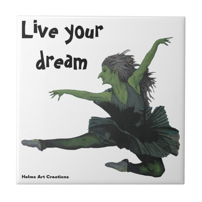 Goblin Girl Ballet Dancer Fantasy Decorative Tile (Front)