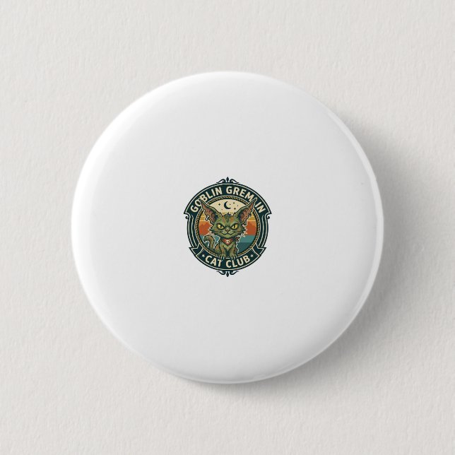 Goblin Gremlin Cat Cute Kitty Design - Goblin Grem Button (Front)