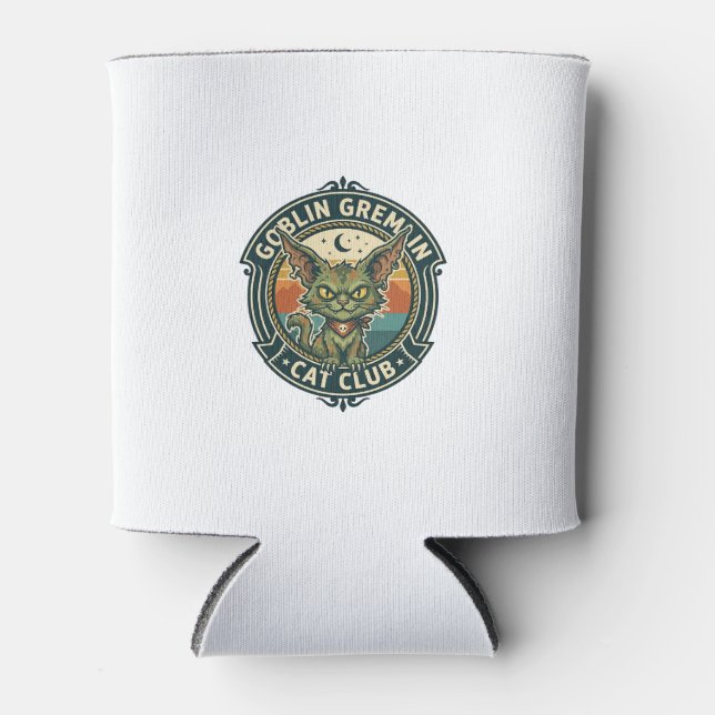 Goblin Gremlin Cat Cute Kitty Design - Goblin Grem Can Cooler (Front)