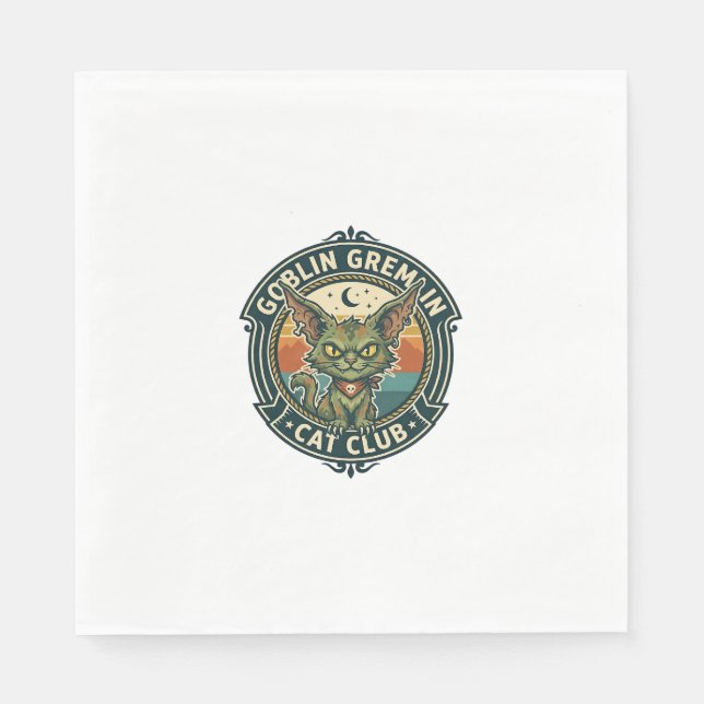 Goblin Gremlin Cat Cute Kitty Design - Goblin Grem Napkins (Front)