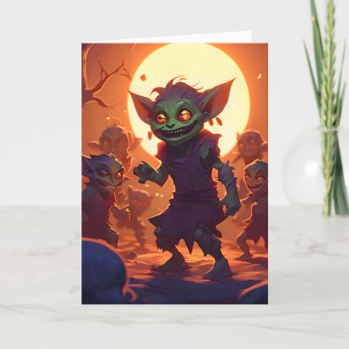 Goblin Kids Halloween Holiday Card