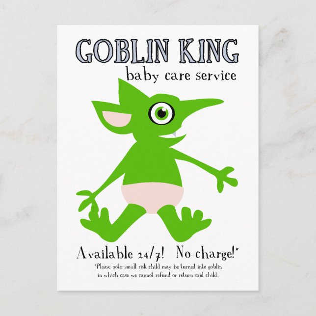 Goblin King Baby Care Service Postcard (Front)