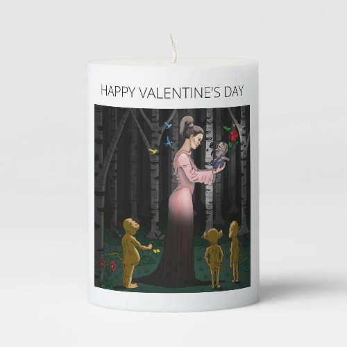 Goblin Love Valentines Day Pillar Candle