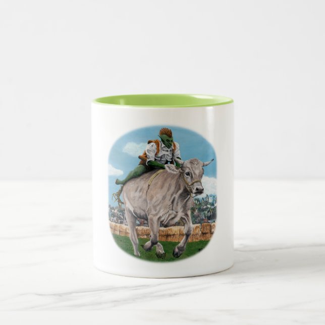 Goblin Rider Ox Racing Fantasy Art Coffee Mug (Center)
