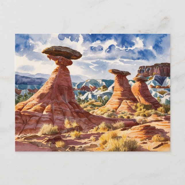 Goblin Valley State Park, Watercolor Painting Postcard (Front)