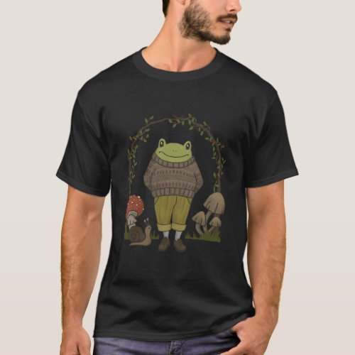 Goblincore Aesthetic Frog Mushroom Cottagecore Dar T_Shirt