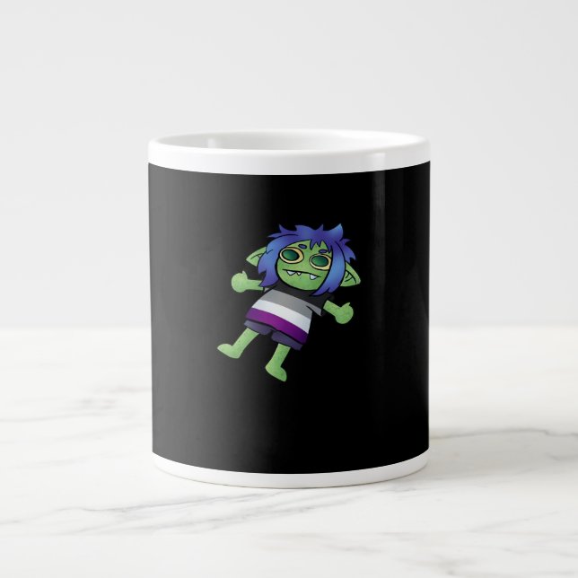 Goblincore Asexual Pride Goblin Classic Giant Coffee Mug (Front)