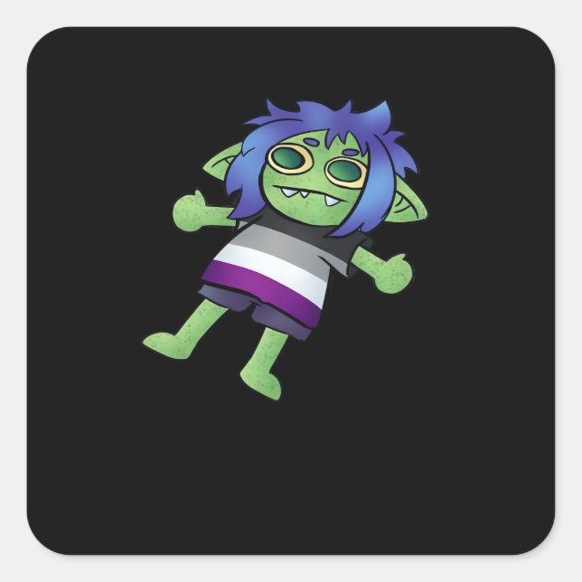 Goblincore Asexual Pride Goblin Classic Square Sticker (Front)