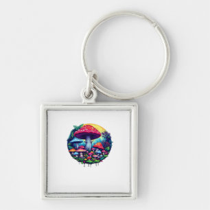 Goblincore Colorful Mushrooms Classic Keychain