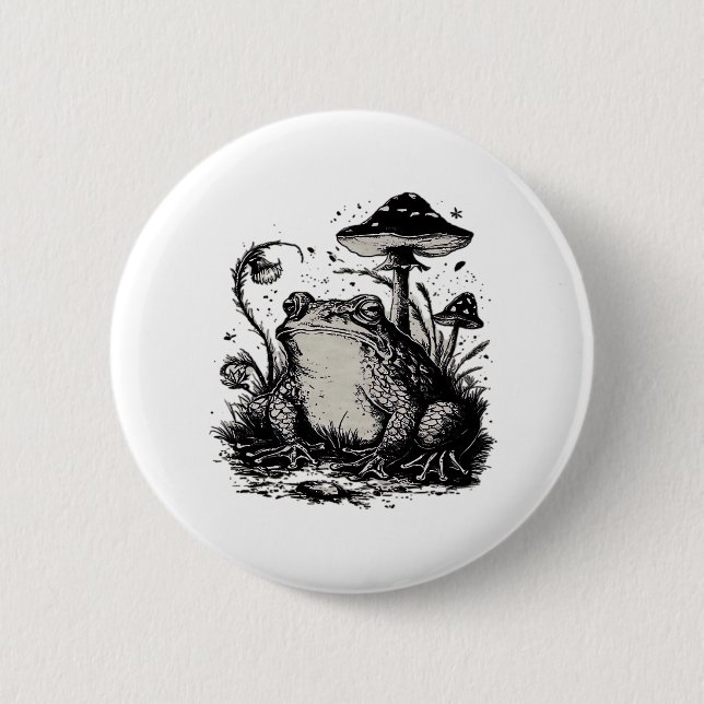 Goblincore Frog Minimal Classic Design Button (Front)