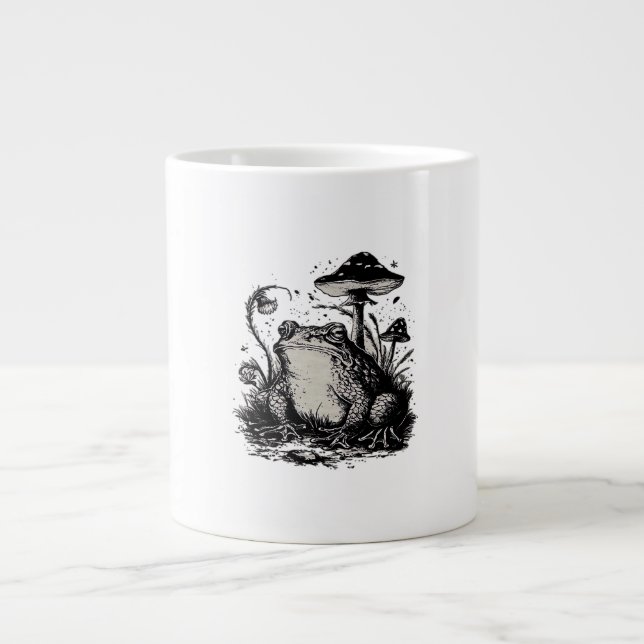 Goblincore Frog Minimal Classic Design Giant Coffee Mug (Front)