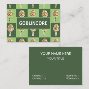Goblincore Mushroom Green Checkered  Business Card
