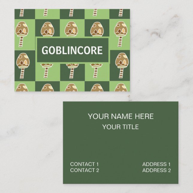Goblincore Mushroom Green Checkered  Business Card (Front/Back)