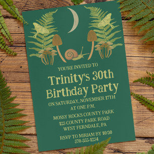 Goblincore Snail and Mushrooms Custom Invitation