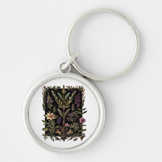 Goblincore Victorian Witch Herbs Classic Keychain (Front)
