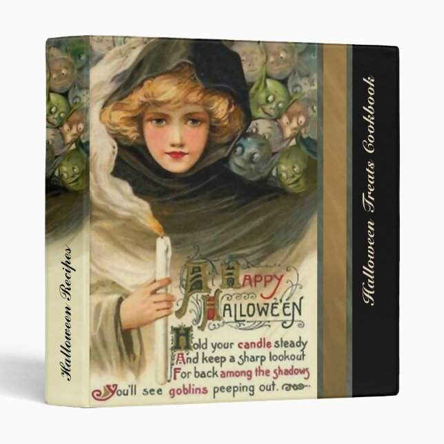 Goblins Peeking Vintage Halloween Art Binder (Front/Spine)