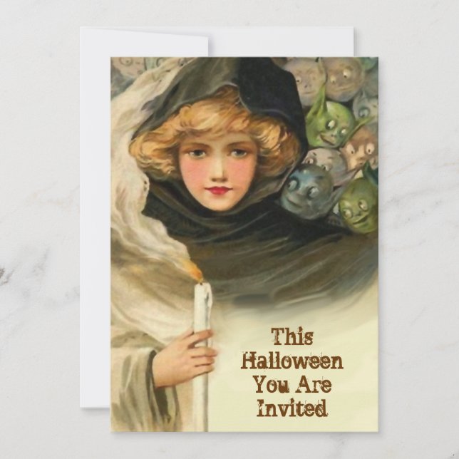 Goblins Peeking Vintage Halloween Party Invitation (Front)
