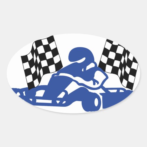 GoCart Racing Flags Oval Sticker