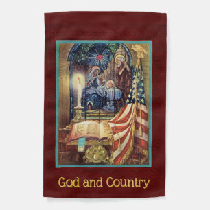 God and Country Patriotic Christmas Garden Flag