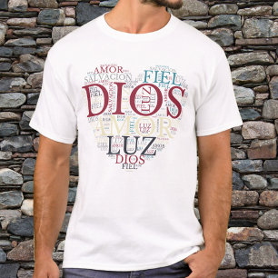 God And Faith Heart Men's Christian Spanish T-Shirt