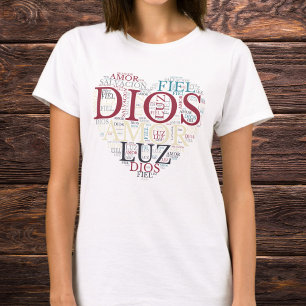 God And Faith Heart Women's Christian Spanish T-Shirt