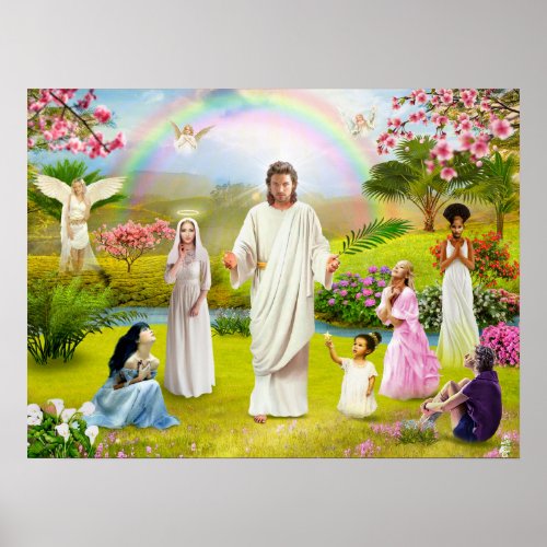 God Angel apparition of Jesus Christ Bible Poster