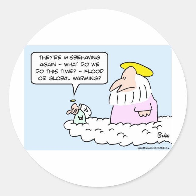 god angel flood global warming classic round sticker (Front)
