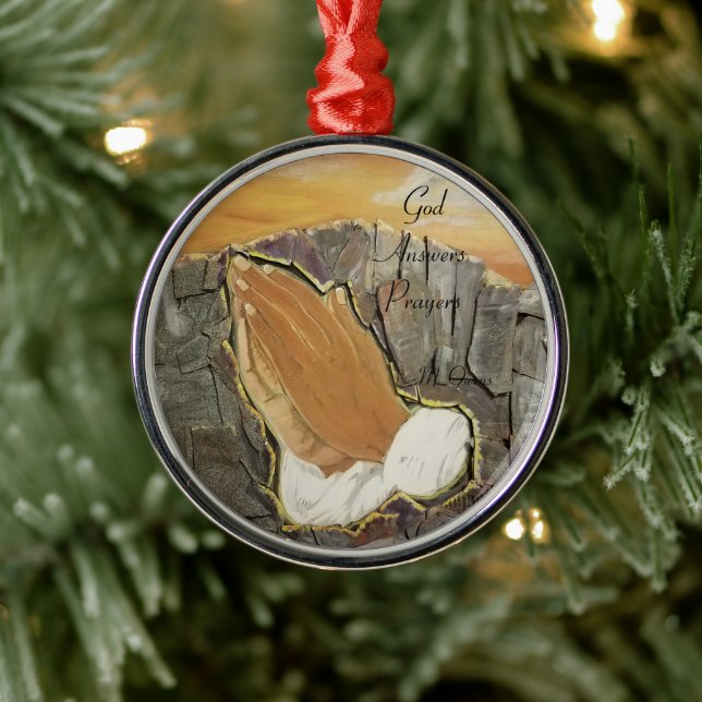 God Answers Prayers Metal Ornament (Tree)