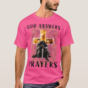 God Answers Prayers Warrior Men Christian Cross Li T-Shirt
