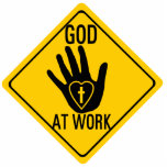 GOD AT WORK. HEALING HAND LOVE HEART CROSS JESUS STATUETTE<br><div class="desc">Jesus commissioned His disciples to preach that the Kingdom has come and to heal the sick through the laying on of our hands. If you are one of the believers that BELIEVE this, then you might want to declare it with this bold pin. Features classic American road sign image with...</div>
