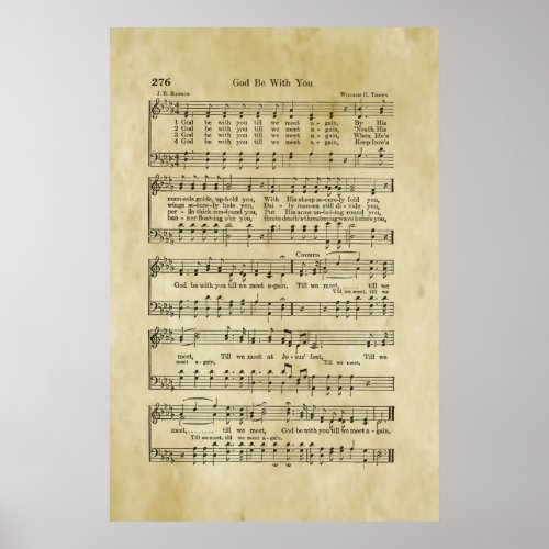God Be With You Gospel Sheet Music Poster