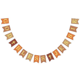 God Bless 6 Letters Neutrals Baptism Confirmation Bunting Flags