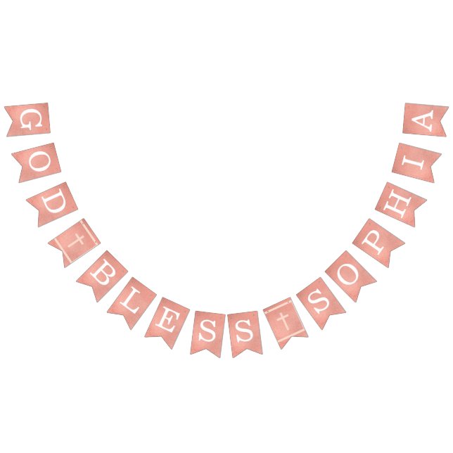 God Bless 6 Letters Rose Gold Baptism Communion Bunting Flags (All)