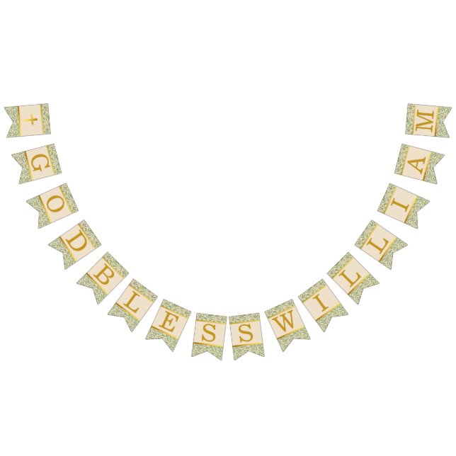 God Bless 7 Letters Green Leaves Baptism Communion Bunting Flags (All)