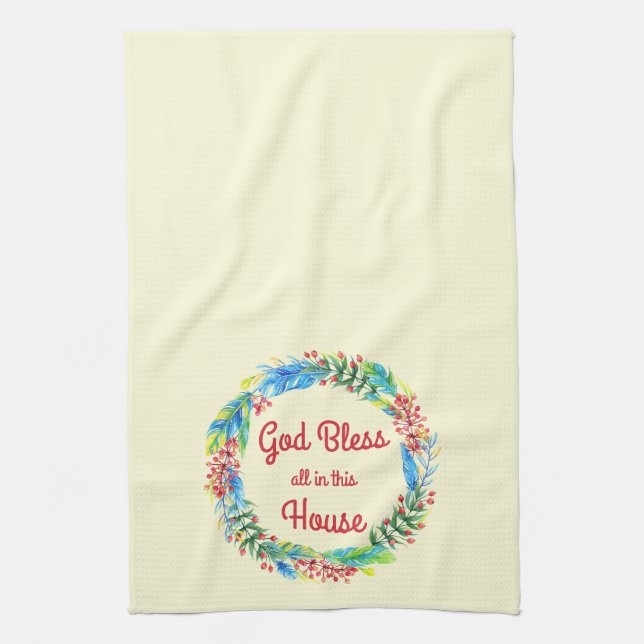 God Bless All in This House Kitchen Towel (Vertical)