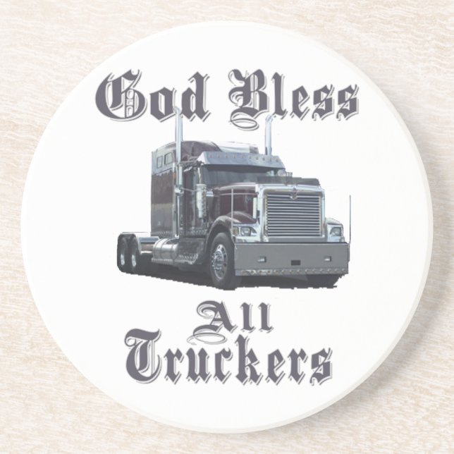 God Bless All Truckers Drink Coaster (Front)