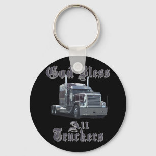 God Bless All Truckers Keychain