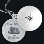 God Bless All Truckers Locket Necklace<br><div class="desc">God bless you all for all you do truckers!!</div>
