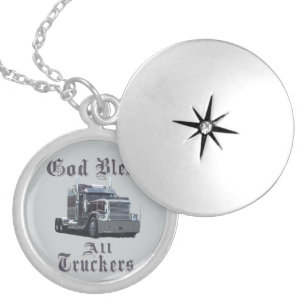 God Bless All Truckers Locket Necklace