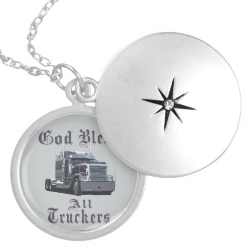 God  Bless All Truckers Locket Necklace