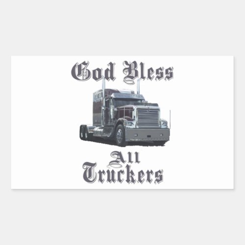 God Bless All Truckers Rectangular Sticker