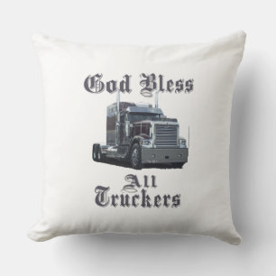 God Bless all Truckers Throw Pillow
