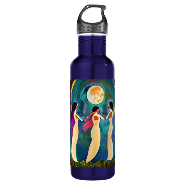 God Bless All Under the Moon Stainless Steel Water Bottle (Front)