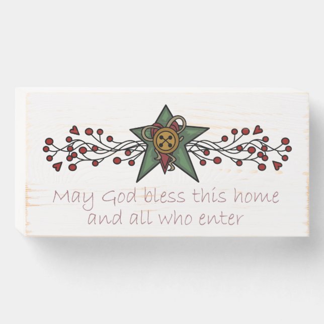 God Bless All Wooden Box Sign (Front Horizontal)