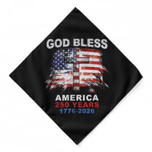 God Bless America 250 Years 1776-2026 Christian Cr Bandana